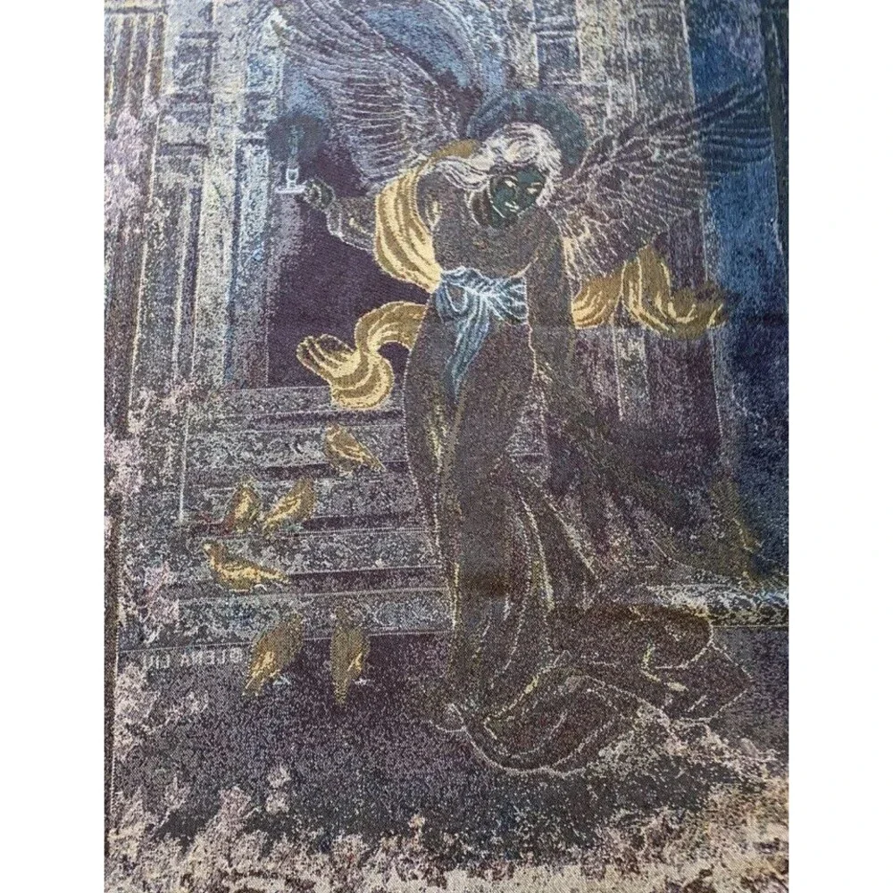 Lena Liu Angel Of Light Doves Tapestry Woven Throw Fringe Blanket 50x58 EUC